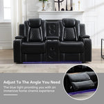 Griffin Leather Power Recliner Loveseat Couch with Bass Speakers and LED Lights