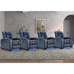 Maverick Power Recliner with Adjustable Headrest for Man Cave Home Theater Chair with Cup Holders USB LED (Set of 4)