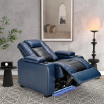 Maverick Power Recliner with Adjustable Headrest for Man Cave Home Theater Chair with Cup Holders USB LED (Set of 4)