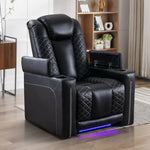 Valentina 35.4'' Wide Modern Faux Leather Power Recliner Home Theater Individual Seat with Cup Holders
