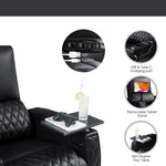 Valerie Home Theater Seating Top Grain Leather Recliner Sofa Power Headrest & Footrest