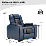 Maverick Power Recliner with Adjustable Headrest for Man Cave Home Theater Chair with Cup Holders USB LED (Set of 4)