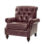 Vivian Genuine Leather Armchair - Burgundy