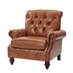 Vivian Genuine Leather Armchair - Saddle