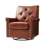 Smelda Genuine Leather Swivel Rocker Chair - Saddle