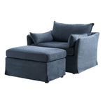 Roberta Slipcovered Armchair with Ottoman - Blue / 45