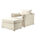 Roberta Slipcovered Armchair with Ottoman - Ivory / 45