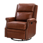 Louise Genuine Leather Swivel Rocker Recliner - Brown / 29.6