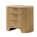 Arcua Fluted Marble Nightstand - Natural