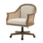 Xaver Task Chair with Rattan Arms - Ivory