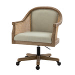 Xaver Task Chair with Rattan Arms - Linen