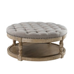 Deoius Tufted Round Cocktail Ottoman with Storage - Grey