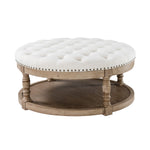 Deoius Tufted Round Cocktail Ottoman with Storage - Ivory