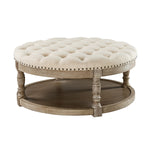 Deoius Tufted Round Cocktail Ottoman with Storage - Linen