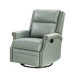 Louise Genuine Leather Swivel Rocker Recliner - Sage / 29