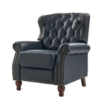 Abraham Genuine Leather Recliner - Navy