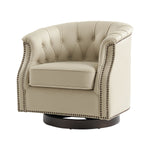 Veitin Chesterfield Rocker and Swivel Genuine Leather Chair - White