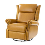 Albert Genuine Leather Manual Swivel Glider Recliner - Camel