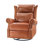 Albert Genuine Leather Manual Swivel Glider Recliner - Saddle
