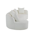 Rayven Modern 5-Seater Sectional Sofa in Beige Bouclé Fabric with Pillows