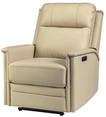Heinrich Genuine Leather Power Recliner - Beige