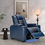 Maverick Power Recliner with Adjustable Headrest for Man Cave Home Theater Chair with Cup Holders USB LED (Set of 4)