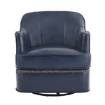 Benson Genuine Leather Swivel Barrel Chair (Set of 2)