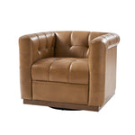 Arnold Genuine Leather Swivel Club Chair - Camel