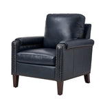 Raimund Genuine Leather Armchair - Navy