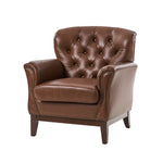 Nicole Traditional Genuine Leather Chair - Brown