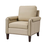 Raimund Genuine Leather Armchair - Beige
