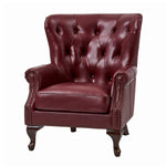 Anthony Genuine Leather Armchair - Burgundy