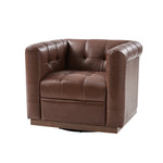 Arnold Genuine Leather Swivel Club Chair - Brown