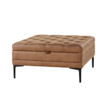 Irvin Lift Top Shelved Storage Cocktail Ottoman - Camel