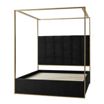 Madeleine Upholstered Canopy Queen Bed With Curtains - Black