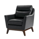 Mid-Century Mordern Genuine Leather Armchair - Black