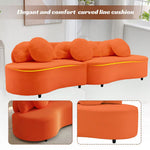 Anneliese 103.5-Inch Wide Modern Curved Armless Sofa in Orange Lamb Velvet