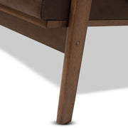 Harvey Mid-Century Modern 2-Seater Loveseat with Distressed Faux Leather Finish