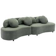Anneliese 103.5-Inch Wide Modern Curved Armless Sofa in Orange Lamb Velvet