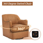 Benson Genuine Leather Swivel Barrel Chair (Set of 2)