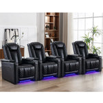Valentina 35.4'' Wide Modern Faux Leather Power Recliner Home Theater Individual Seat with Cup Holders