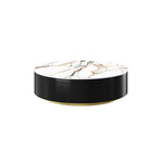 Anakin Drum Coffee Table – Sintered Stone Elegance with Dual Solid Wood Drawers, Ready to Use
