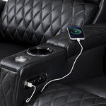 Valerie Home Theater Seating Top Grain Leather Recliner Sofa Power Headrest & Footrest
