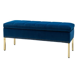 Fabio Upholstered Flip Top Storage Bench - Navy