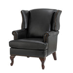 Baptist Genuine Leather Armchair - Black