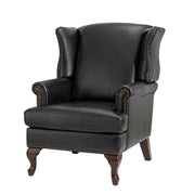 Baptist Genuine Leather Armchair - Black