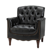 Elijah Genuine  Leather Armchair - Black
