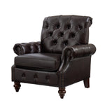 Vivian Genuine Leather Armchair - Espresso