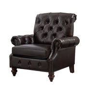 Vivian Genuine Leather Armchair - Espresso
