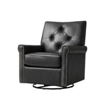 Smelda Genuine Leather Swivel Rocker Chair - Black